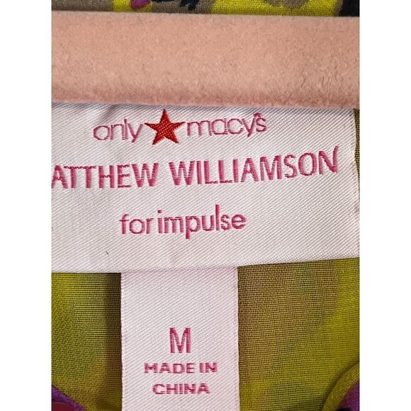 Matthew Williamson Dress M Green Animal Print Midi Tropical Retro Safari Floral - Picture 3 of 12